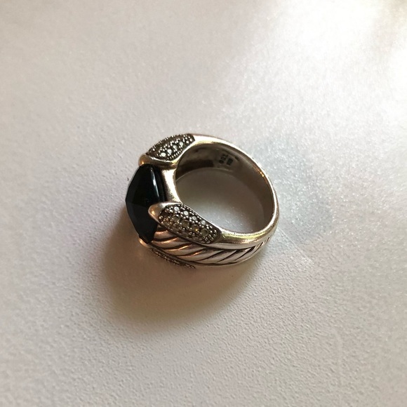 DAVID YURMAN Onyx & Diamond Cable Ring - Picture 7 of 13